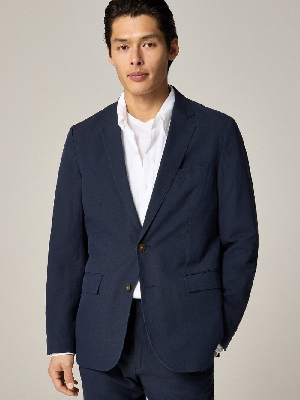 J. Crew Ludlow Slim-fit unstructured Navy jacket in Irish cotton-linen blend